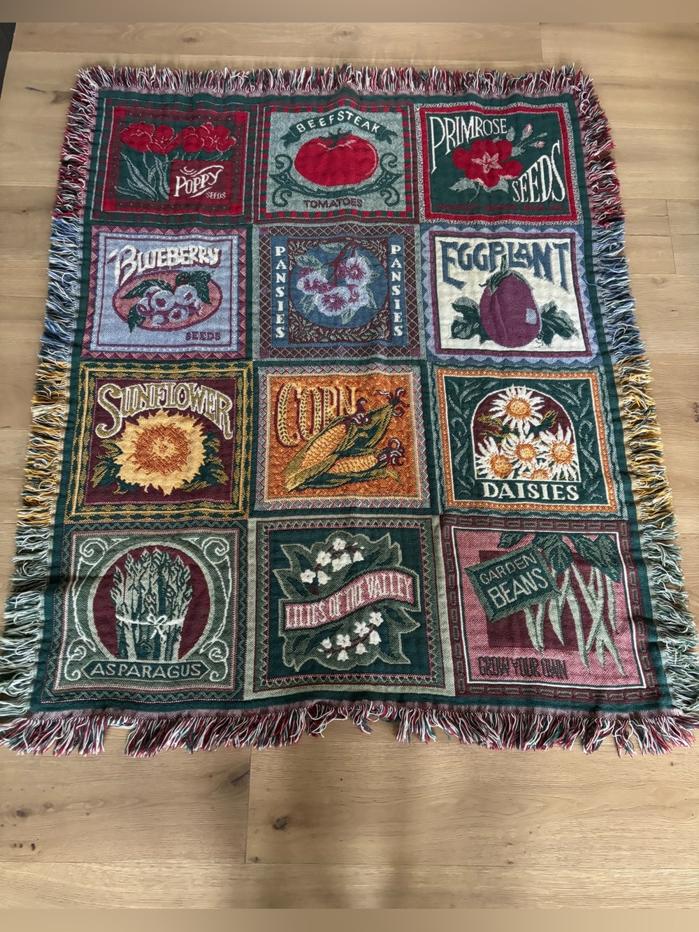 Vintage LL BEAN Charming Woven Tapestry Throw Blanket GOODWIN WEAVERS Country